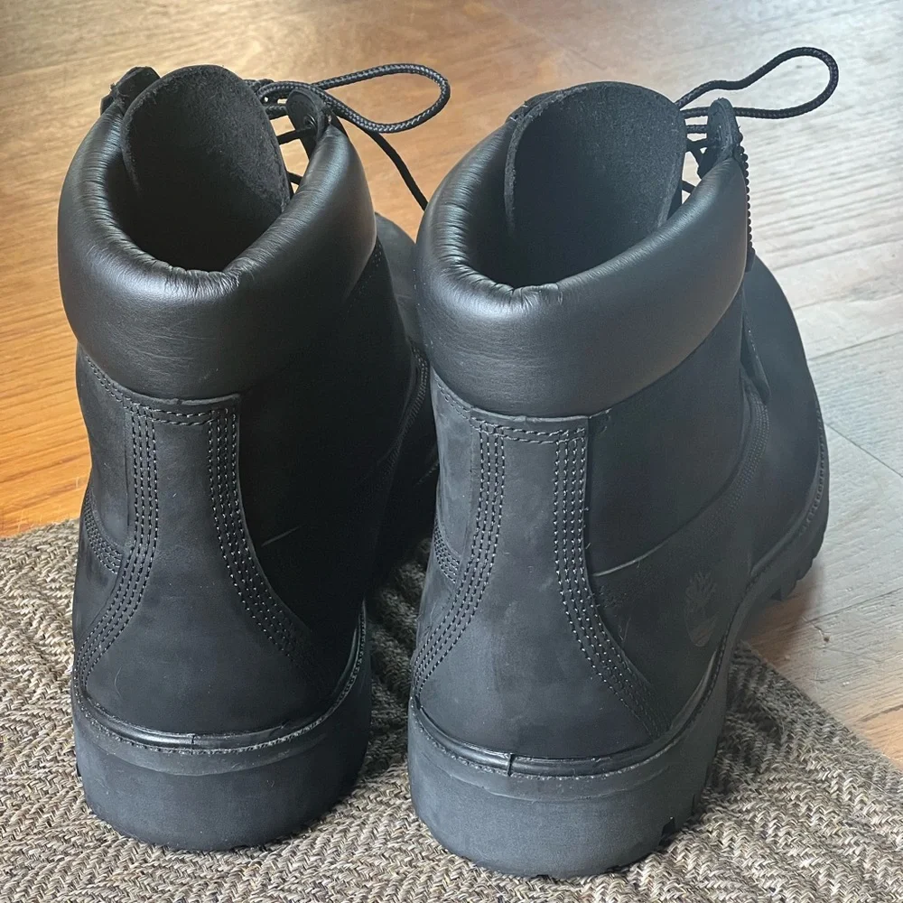 Timberland Men's Black Premium Leather Lace-Up Boots sz 11.5